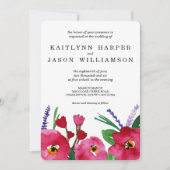 Modern Floral Waterverf Wedding Kaart (Voorkant)