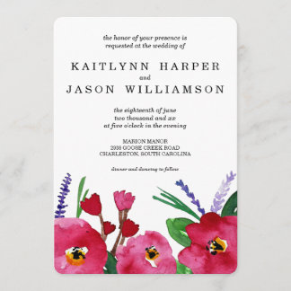 Modern Floral Waterverf Wedding Kaart