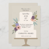 Modern Floral Wedding Cake Vrijgezellenfeest Kaart (Voorkant / Achterkant)