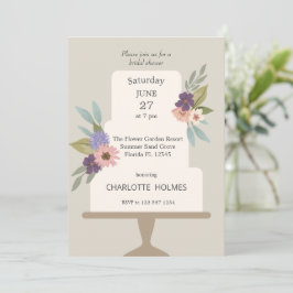 Modern Floral Wedding Cake Vrijgezellenfeest Kaart