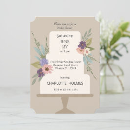 Modern Floral Wedding Cake Vrijgezellenfeest Kaart