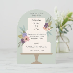 Modern Floral Wedding Cake Vrijgezellenfeest Kaart