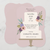 Modern Floral Wedding Cake Vrijgezellenfeest Kaart (Voorkant / Achterkant)