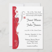 Modern Floral Wedding | Deep Red en Silver Kaart (Voorkant)