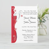 Modern Floral Wedding | Deep Red en Silver Kaart (Staand voorkant)