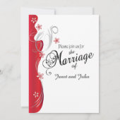 Modern Floral Wedding | Deep Red en Silver Kaart (Achterkant)