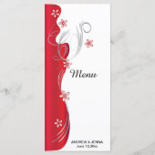 Modern Floral Wedding | Deep Red en Silver Menu (Achterkant)