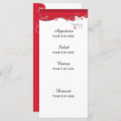 Modern Floral Wedding | Deep Red en Silver Menu (Voorkant / Achterkant)