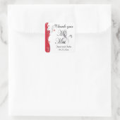 Modern Floral Wedding | Deep Red en Silver Vierkante Sticker (Tas)