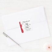 Modern Floral Wedding | Deep Red en Silver Vierkante Sticker (Envelop)