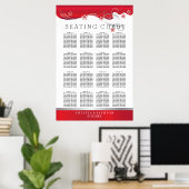 Modern Floral Wedding | Deep Red - Seating Chart Poster (Thuiskantoor)