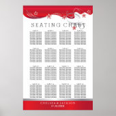 Modern Floral Wedding | Deep Red - Seating Chart Poster (Voorkant)