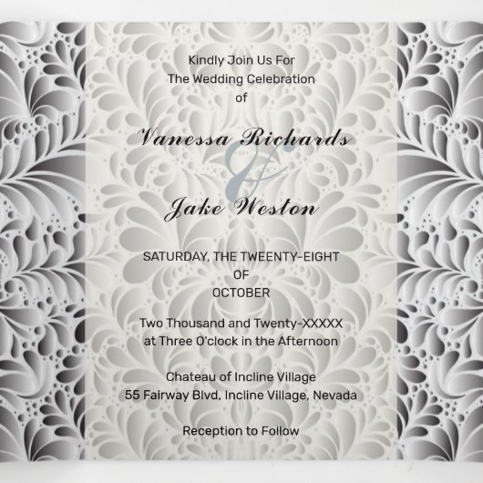 Modern Floral Wedding Drieluik Uitnodiging (Binnenkant midden)