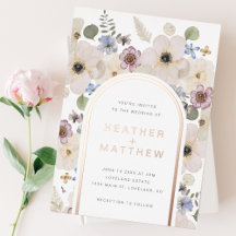 Modern Floral Wedding Folie Uitnodiging