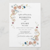 modern  Floral Wedding Information Card QR Code Kaart (Voorkant)