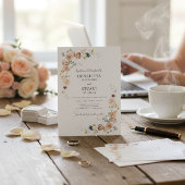 modern  Floral Wedding Information Card QR Code Kaart