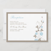 Modern Floral Wedding Invitation - Aqua Blue Kaart (Achterkant)