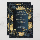Modern Floral Wedding Invitation Custom card Kaart (Voorkant / Achterkant)