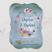 Modern Floral Wedding Invitation Kaart (Voorkant / Achterkant)