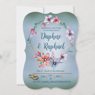 Modern Floral Wedding Invitation Kaart