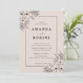 Modern Floral Wedding Invitation Kaart (Staand voorkant)