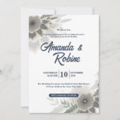 Modern Floral Wedding Invitation Kaart (Voorkant)