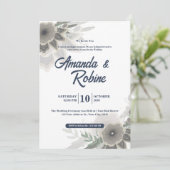 Modern Floral Wedding Invitation Kaart (Staand voorkant)
