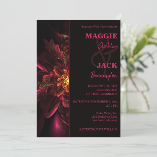 Modern Floral Wedding Invitation Kaart (Staand voorkant)