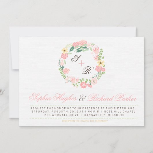 Modern Floral Wedding Invitation Kaart (Voorkant)