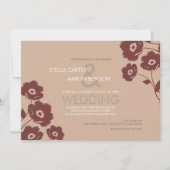 Modern Floral Wedding Invitation - marsala Kaart (Voorkant)
