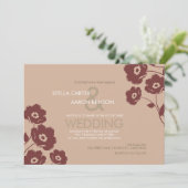 Modern Floral Wedding Invitation - marsala Kaart (Staand voorkant)