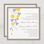 Modern Floral Wedding Invitation - Mustard Kaart (Voorkant / Achterkant)