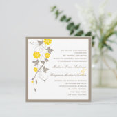 Modern Floral Wedding Invitation - Mustard Kaart (Staand voorkant)