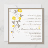 Modern Floral Wedding Invitation - Mustard Kaart (Voorkant)