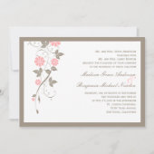 Modern Floral Wedding Invitation - Soft Pink Kaart (Voorkant)