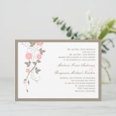 Modern Floral Wedding Invitation - Soft Pink Kaart (Staand voorkant)