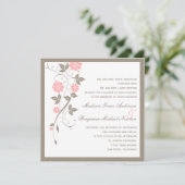 Modern Floral Wedding Invitation - Soft Pink Kaart (Staand voorkant)