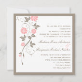 Modern Floral Wedding Invitation - Soft Pink Kaart (Voorkant)
