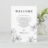 Modern Floral Wedding Letter en Itinerary Programmakaart (Staand voorkant)