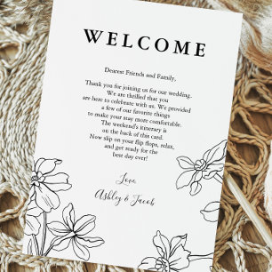 Modern Floral Wedding Letter en Itinerary Programmakaart