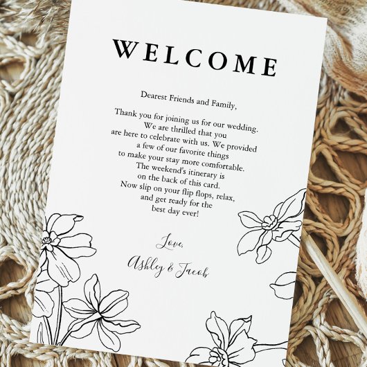 Modern Floral Wedding Letter en Itinerary Programmakaart