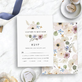 Modern Floral Wedding Meals RSVP Kaartje