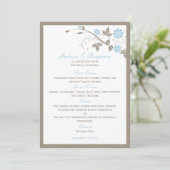 Modern Floral Wedding Menu - Aqua Blue (Staand voorkant)
