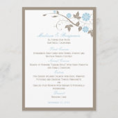 Modern Floral Wedding Menu - Aqua Blue (Voorkant)