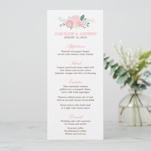 Modern Floral Wedding Menu Kaarten (Staand voorkant)