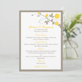 Modern Floral Wedding Menu - Mustard (Staand voorkant)