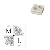 Modern Floral Wedding Monogram Rubberstempel (Gestempeld)