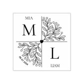 Modern Floral Wedding Monogram Rubberstempel (Afrduk)