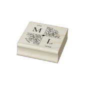 Modern Floral Wedding Monogram Rubberstempel (Stempel)