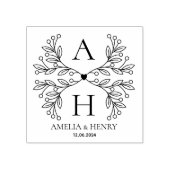 Modern Floral Wedding Monogram Rubberstempel (Afrduk)